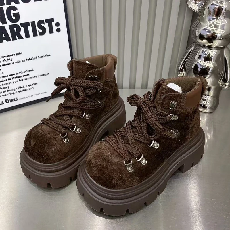 الشقق حذاء من الجلد للنساء منصة أحذية مصممين الدانتيل يصل موضة الشتاء الثلوج الأحذية 2025 جديد الجلد المدبوغ دافئ تشيلسي بوتاس دي موهير