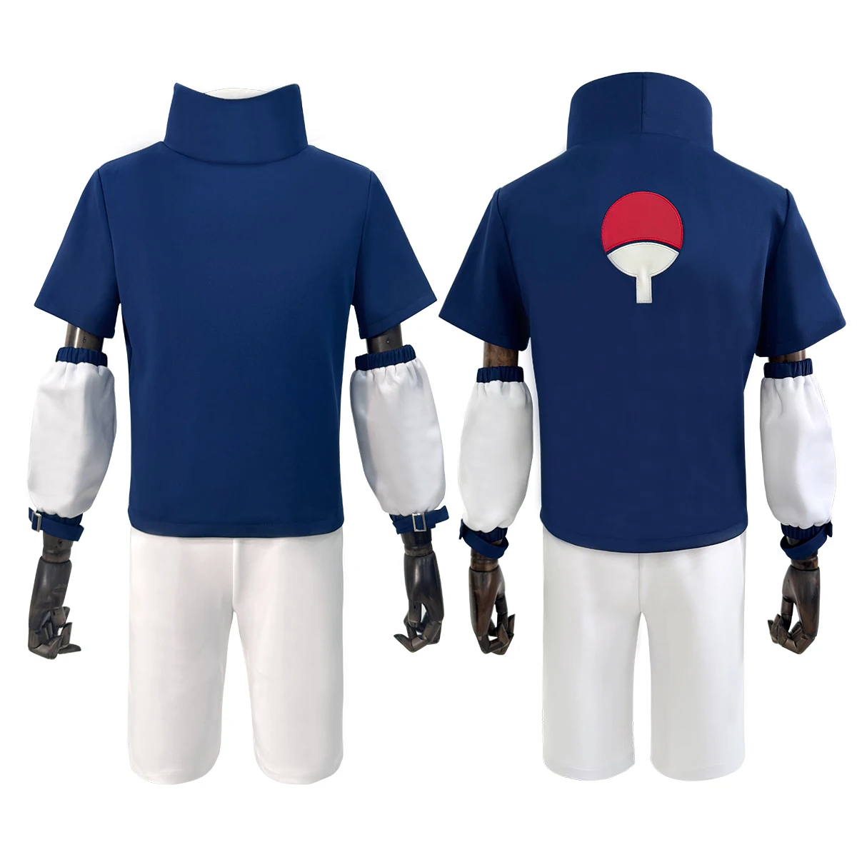 HOLOUN Anime Uchiha Sasuke Cosplay Kostuum Blauwe Top Witte Shorts Cos Conventie Volwassen Versie Unisex Halloween Kerstcadeau