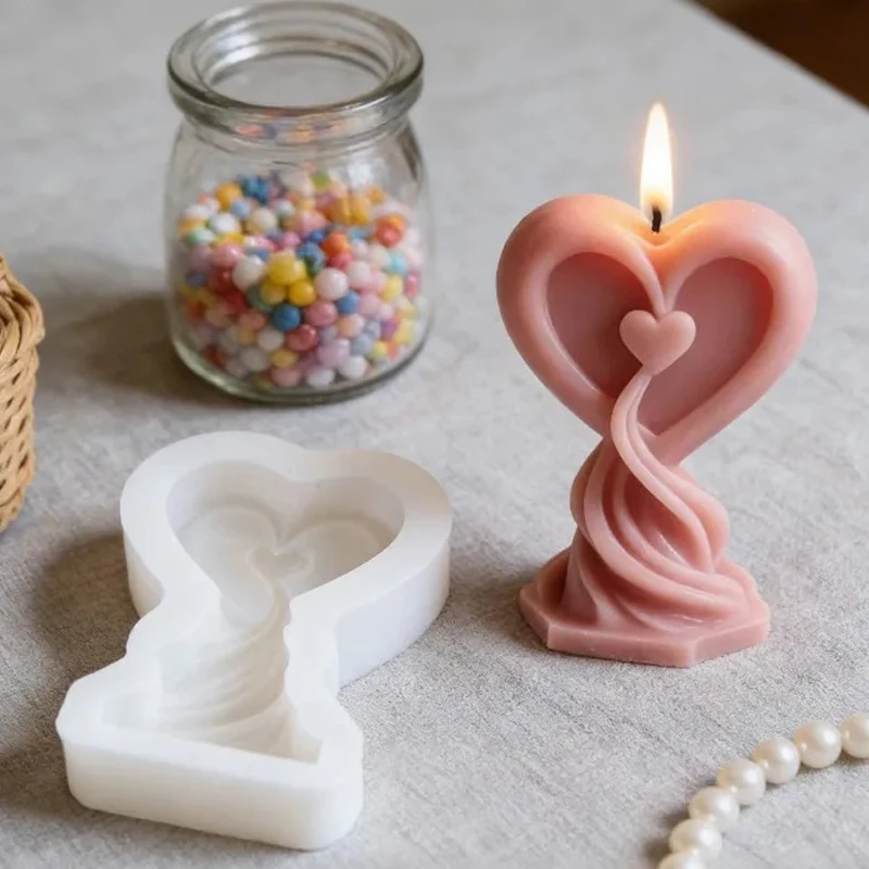 Spiral Love Column Silicone Mold DIY Aromatherapy Candle Soap Gypsum Crafts Cement Mold Wedding Decoration Valentine's Day Gift
