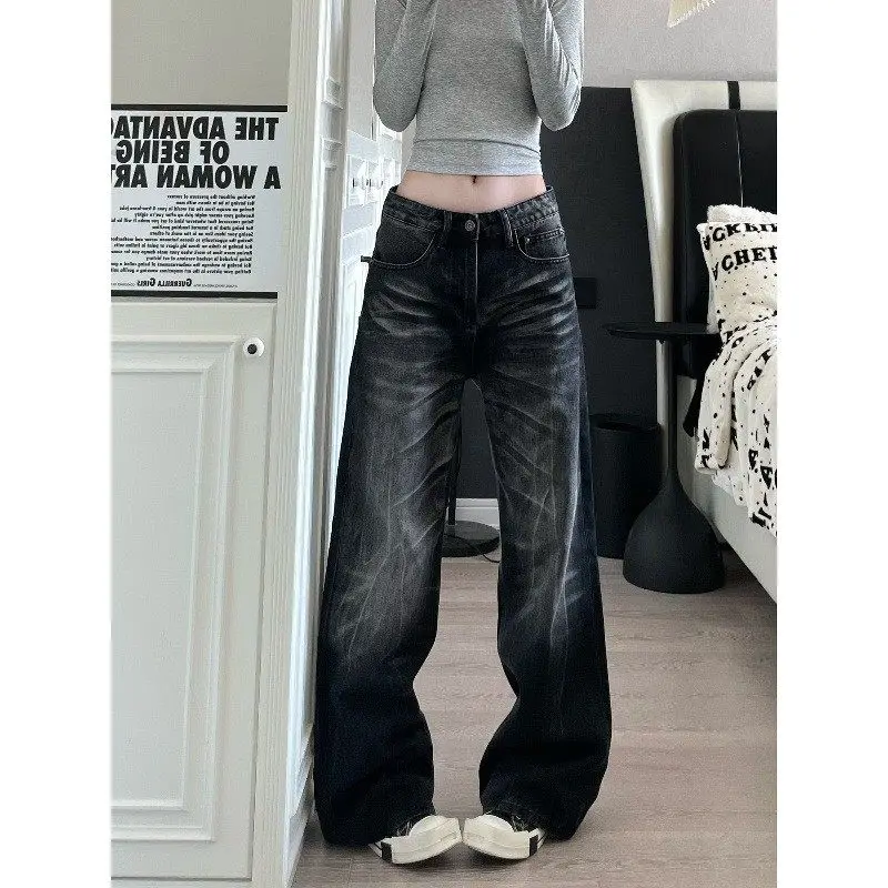 

Waed Bla Loose Straight Leg Men's Jeans Floral Embroidery American High Street Sle Spring Autumn Casual Comfortable