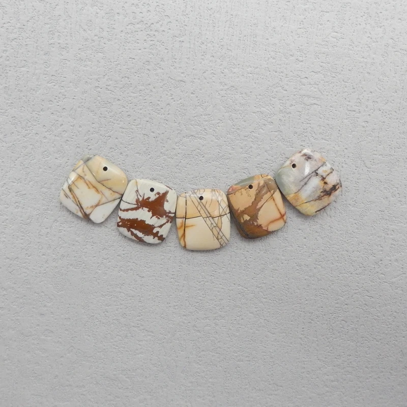 

5 шт. разноцветные бусины из натурального камня Пикассо из яшмы, просверленные спереди для изготовления ювелирных изделий, разноцветные бусины 17x15x3 мм, 8,4 г