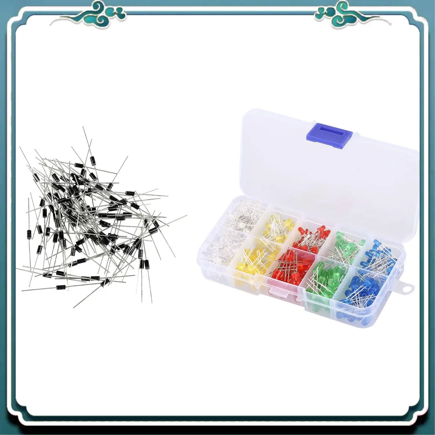 سهل الاستخدام 300 قطعة ديود: 200 قطعة 3 مللي متر 5 مللي متر مصباح ليد ديود أبيض أصفر أحمر أزرق أخضر مجموعة متنوعة لاردوينو و 100 قطعة مستقيم #3