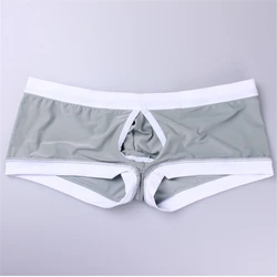 Aibc Separatec Underwear Men Boxer Shorts Pouch Bulge Mens Underware Open Hole Croutch Sexy Seamless Panties Low Rise Lingerie