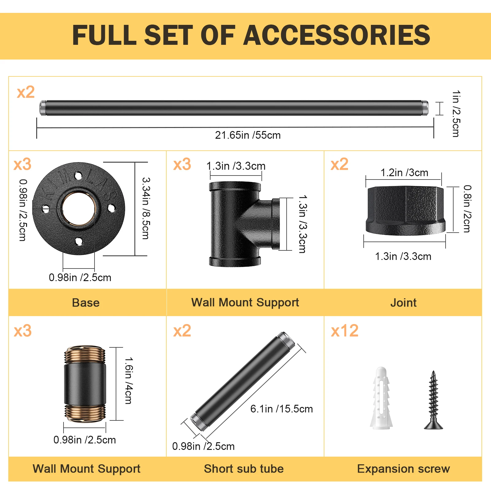 Montado na parede Anti-Slip Stair Corrimão, Idosos Metal, Grab Bars, Trilho para Uso Interior e Exterior, Flats, 1.5m