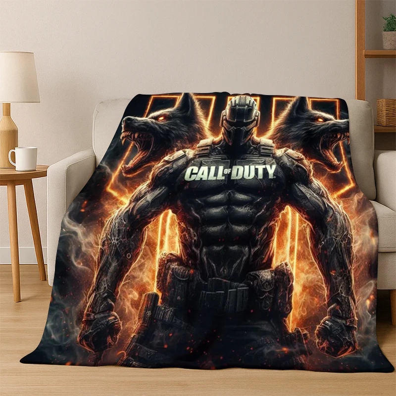 COD Call of Duty War Game Cartoon Flannel Blanket Soft Warm Blanket Throw Blanket for Bedroom Living Room Bed Travel Picnic