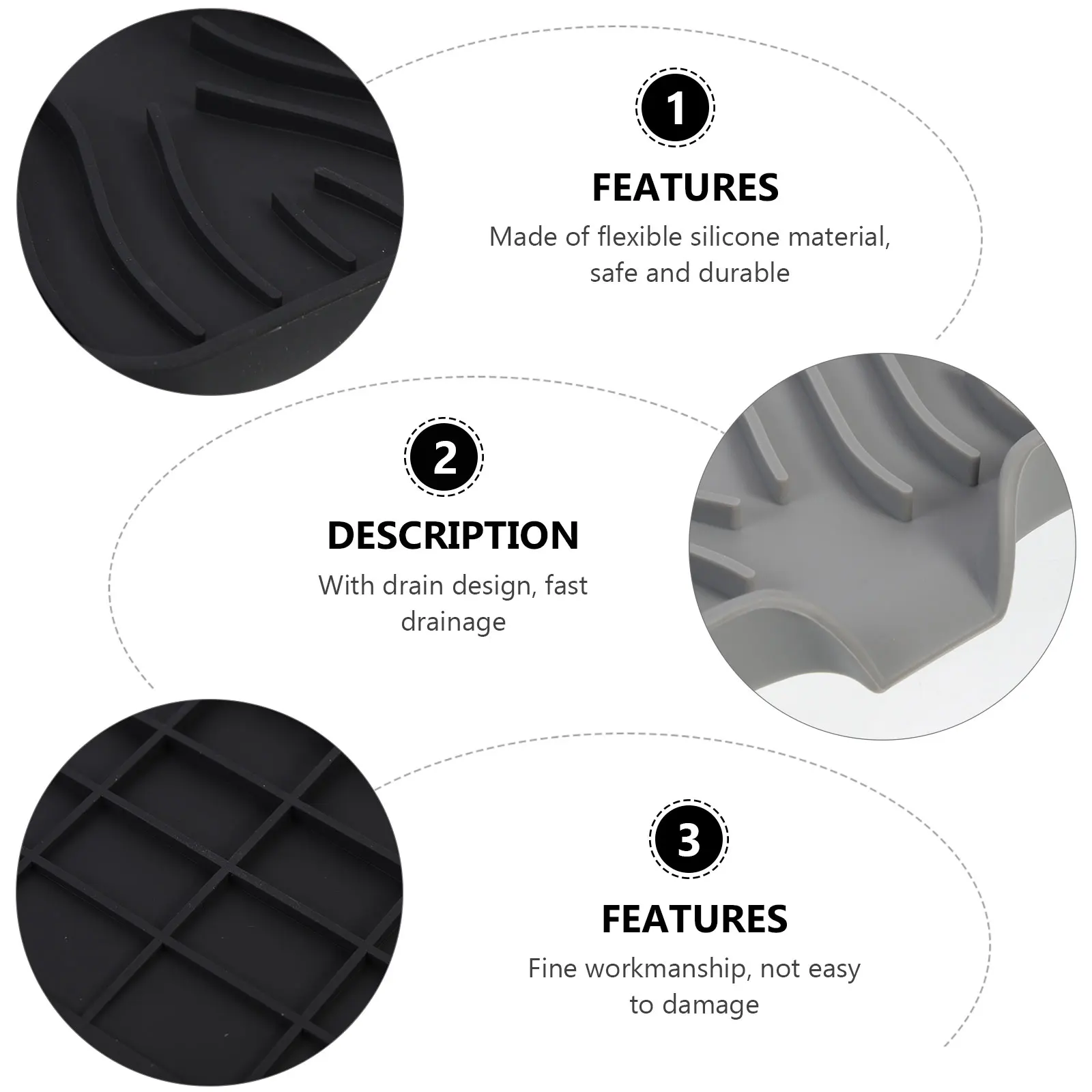 

2pcs Silicone Drain Holder Tray Drain Spout Non-Slip Thick Storage Box Bathroom Dish Countertop Organizer Kitchen Sink