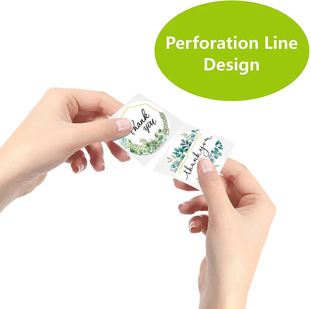 50-500pcs Green Leaves Thank You Stickers 1inch Sealing Label Sticker for Wedding DIY Gift Decoration Business Packing Stickers