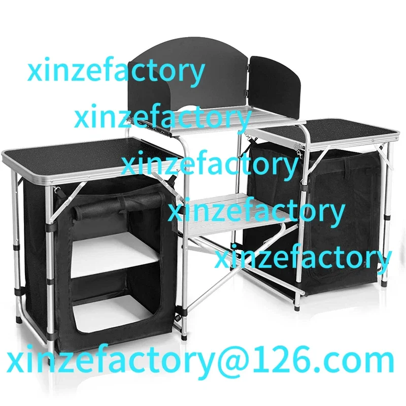 

Customization Outdoor Camping Folding Table With Large Storage Organizer Lightweight Aluminum Camping