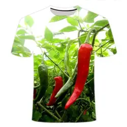 New Fun Cuisine With Vegetable And Chili Patterns 3d Printed Streetwear, Fashionable Casual T-shirt For Men And Women, Thin Top