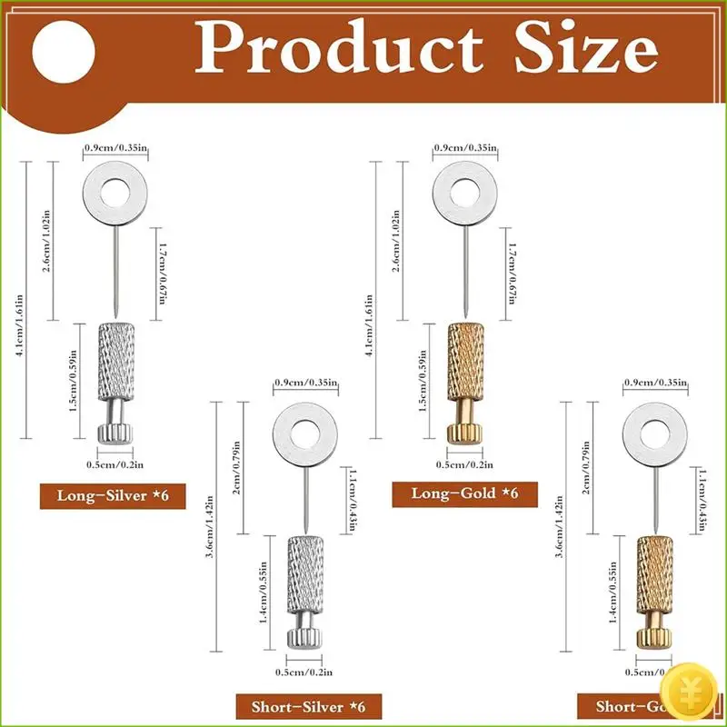 24Pcs 2 Size Suture Positioning Needles, Leather Hand Sewing Position, Leathercraft Needles, Locking Pins