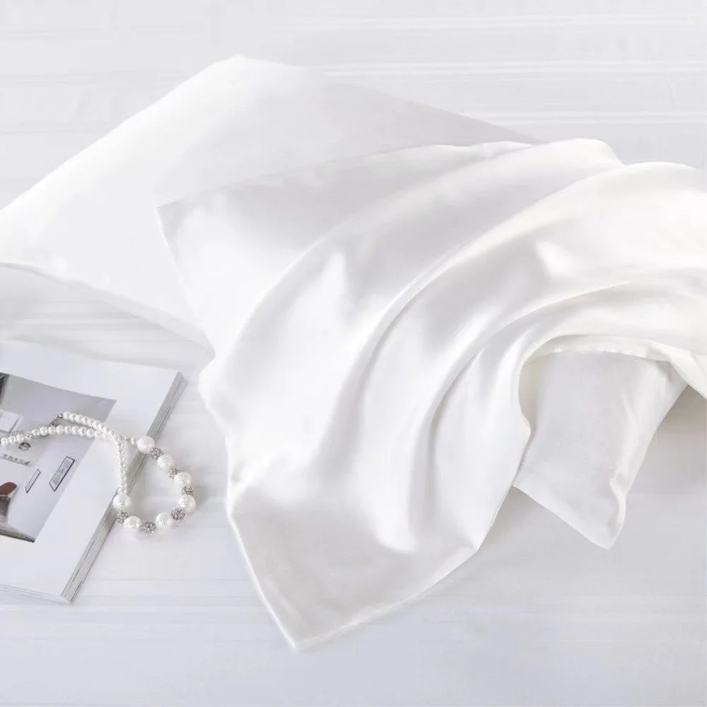 2pc 51x66cm 51x75cm White Mulberry Silk Pillowcase Hair Skin Protection Hypoallergenic Custom Size Bedding for Women Men