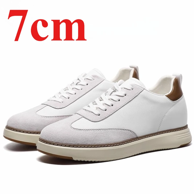 

Invisible Inner Height Increasing Shoes for Men's 7cm Elevator Genuine Leather Lightweight Fashion Board Shoe Casual Board Shoes