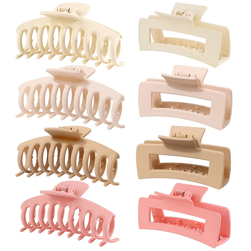 1PC Solid Color Frosted Grip Hair Claw Clip 11cm Girl Ponytail Claws Bath Clip Big Strong Hair Clips Nakrycia głowy Akcesoria do włosów