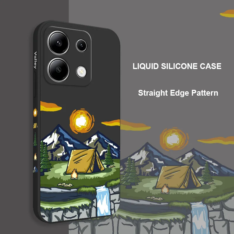 Valley Camping Phone Case For Xiaomi Redmi Note 13 12 12S 11 11S 10 10S 9 9S Pro Plus 4G 5G Liquid Silicone Cover image 3