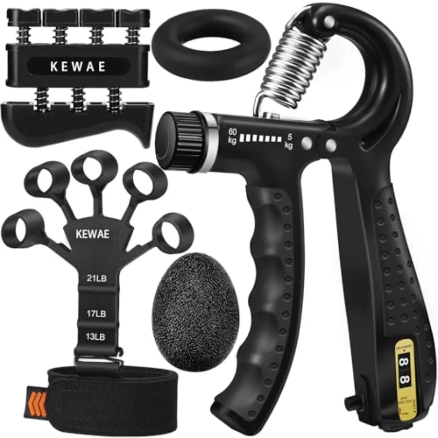 

Grip Strength Trainer Hand Grip Strengthener Finger Exerciser Hand Extension Exerciser Forearm Workout Ring for Muscle Building
