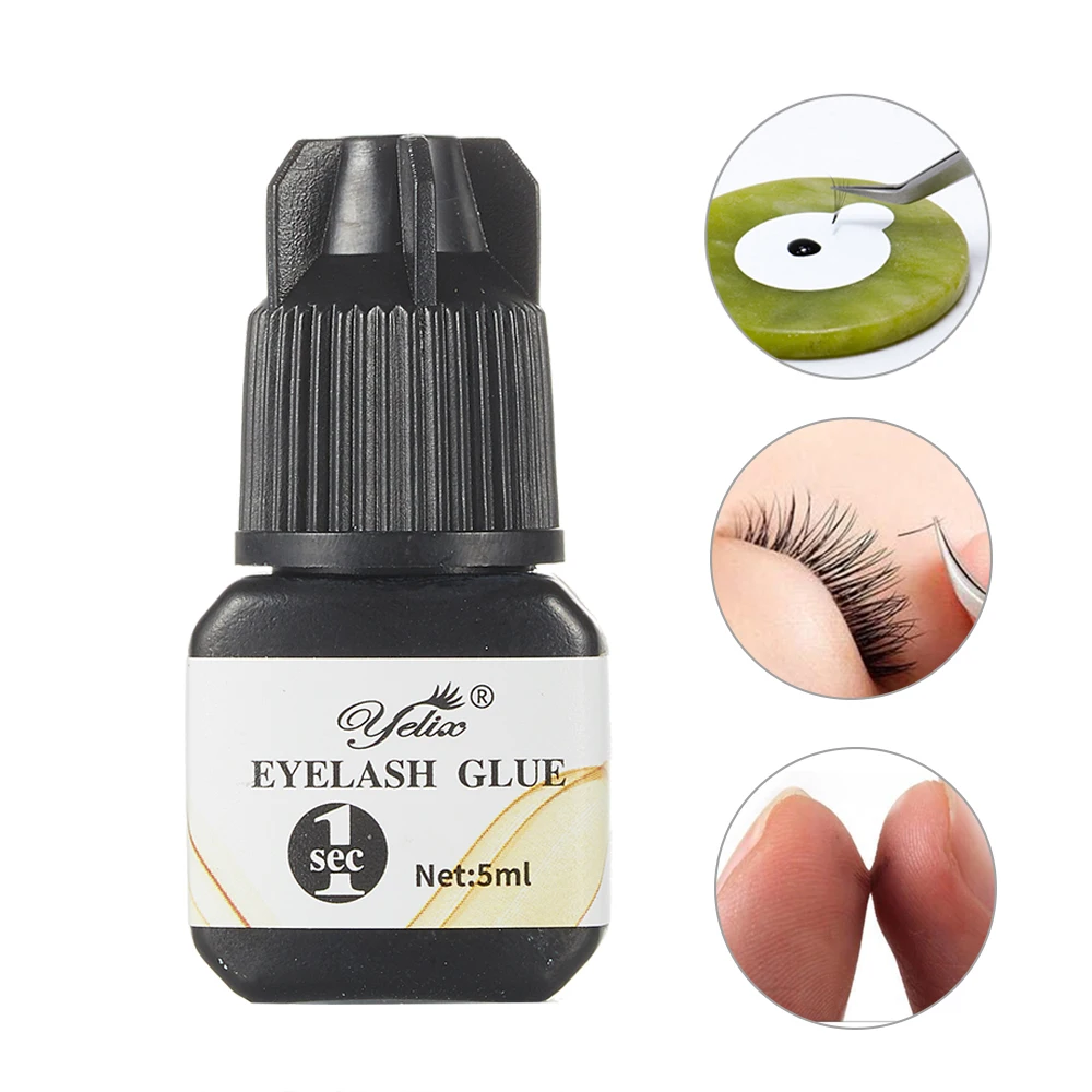 Yelix 5ml Individual Eyelash Glue Black 1-2 Seconds Fast Dry Eyelash Extension Glues Eye Lashes False Eyelashes Eyelash Adhesive