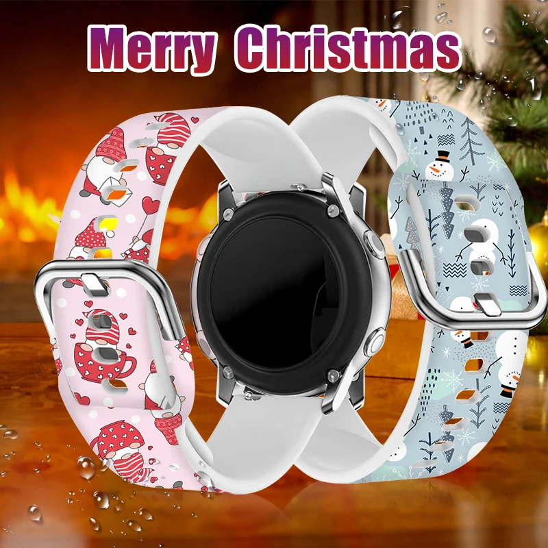 20mm Christmas 6 Strap for Samsung Galaxy Watch 6/5/4 40mm 44mm Printed Band Replaceable Bracelet 22mm for Amazfit Balance 5Pro