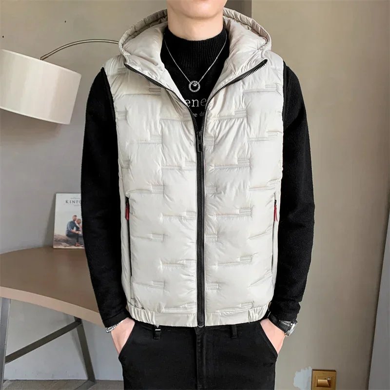 M-8XL Men's Fall Winter Casual  Trendy Sleeveless Stand Collar Multicolor Warm Hooded Vest Best Sellers Plus Size Vest Waistcoat