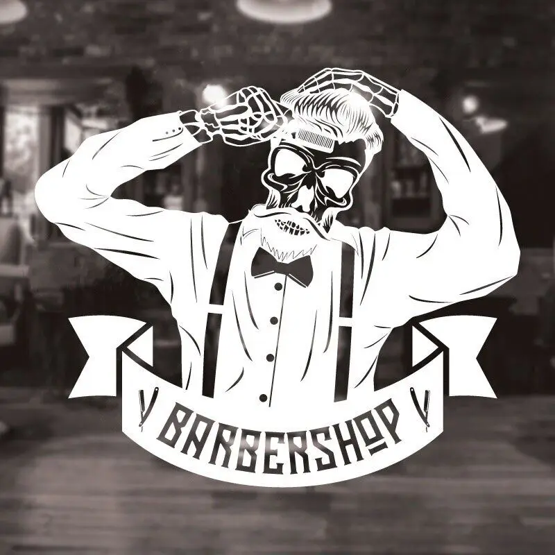 Customizable Text Name Barber Shop Wall Stickers Personalized Barber Salon Signboard Windows Door Decorative Vinyl Decals LF1