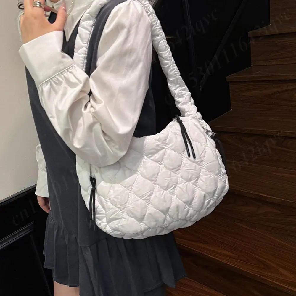 

Quilted Cloud Crossbody Bags Pleated Puffer Shoulder Bag Large Soft Space Cotton Tote Bag Women Shopping Travel Padded Hobo Bag