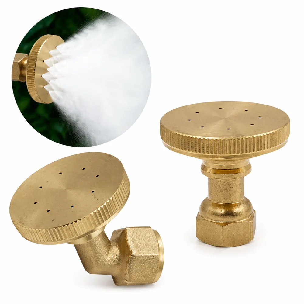 8 Hole Brass Nozzle 45 Degree Curved Elbow Atomizing Fog Spray Head M14 Inner Thread for Backpack Sprayer Pesticide Machine Knapsack Wand Garden Farm Orchard Agricultural Irrigation Watering Plant Protection 35mm Angle
