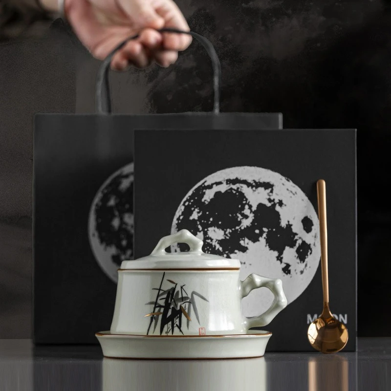 

Ceramic coffee cup and saucer set Household Ru kiln mug water cup