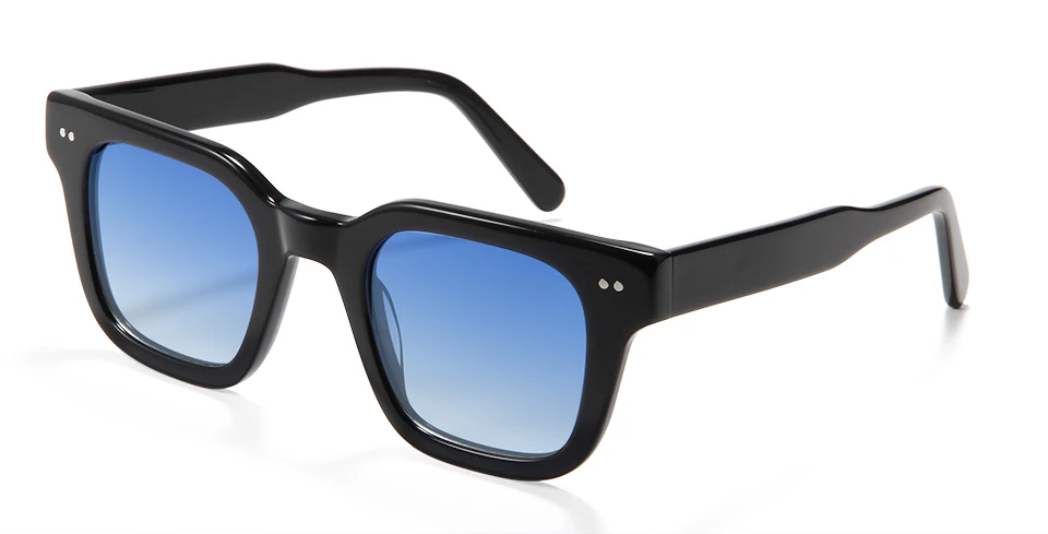 Chim 004 Designer-Sonnenbrille aus schwarzem Acetat, große polarisierte quadratische Fassung für Damen und Herren, flache UV400-Schutzgläser – Detail 17
