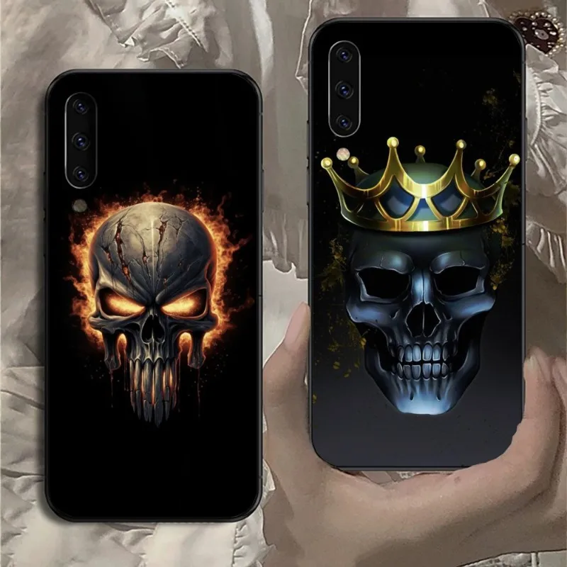 Fire Skull Head Smart Phone Case for Samsung Note 9 10 20 Plus Pro Ultra J6 J5 J7 J8 Black Soft Phone Cover Funda