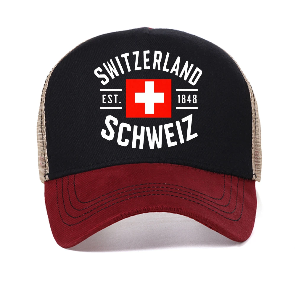 

Summer men's casual sports SWITZERLAND pattern printed baseball cap fashion Causal Breathable sun hats unisex mesh Snapback hat
