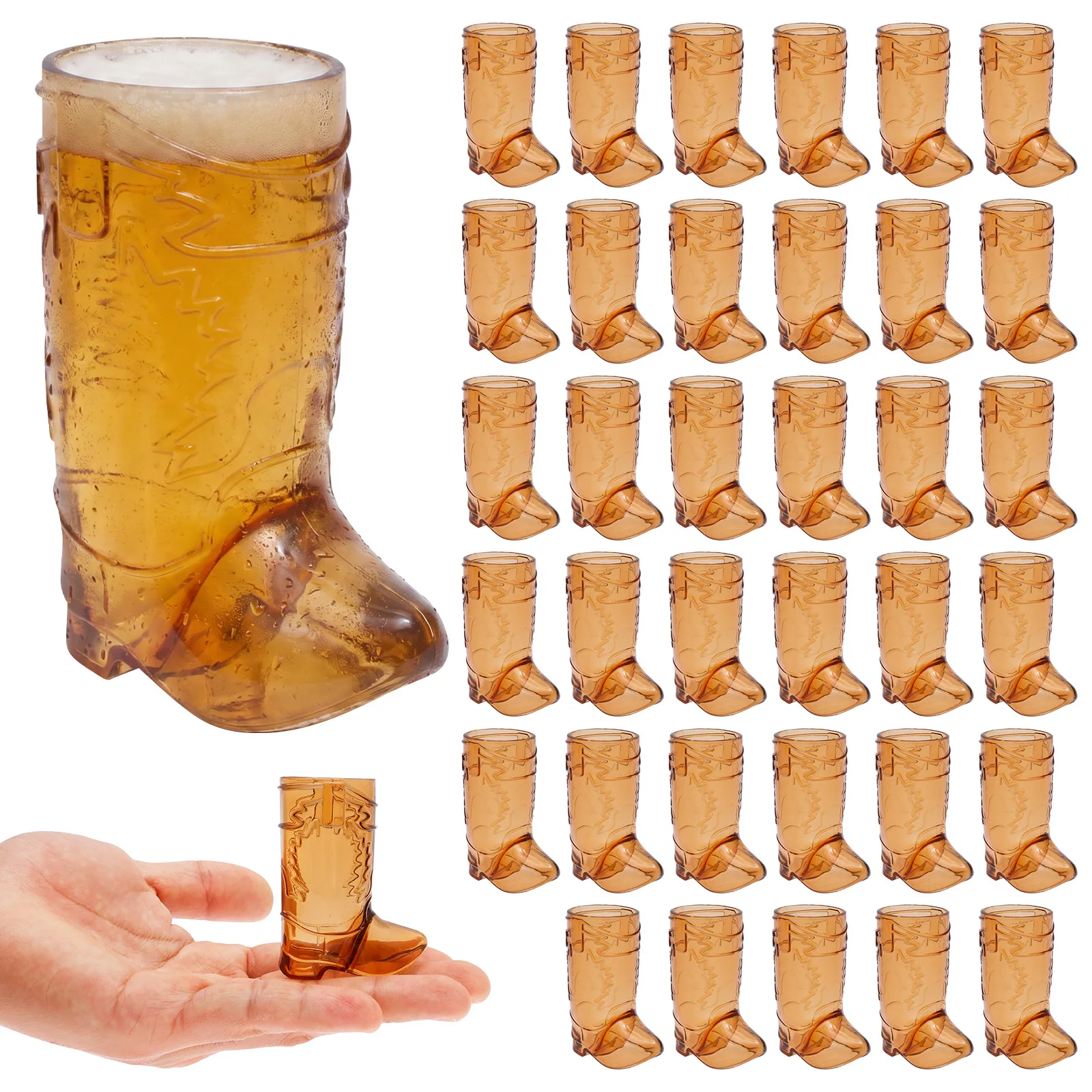 36 Pcs Cowboy Boot Shot Glasses Reusable Mini Cowboy Boot Cups Plastic Cocktail Beer Juice Mugs for Bachelorette Birthday Party