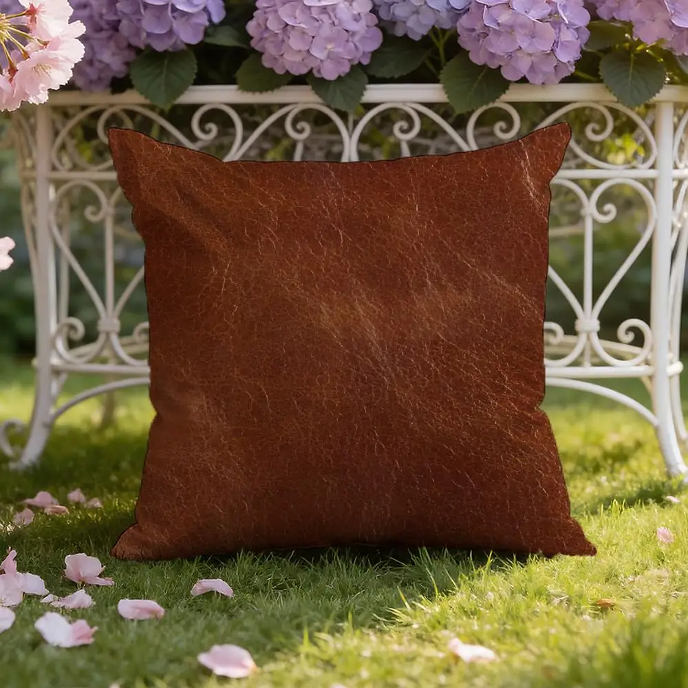 Leather Texture Cushion Cover Home & Car Dual-Scene Pillow Cover: Reversible for Premium Comfort