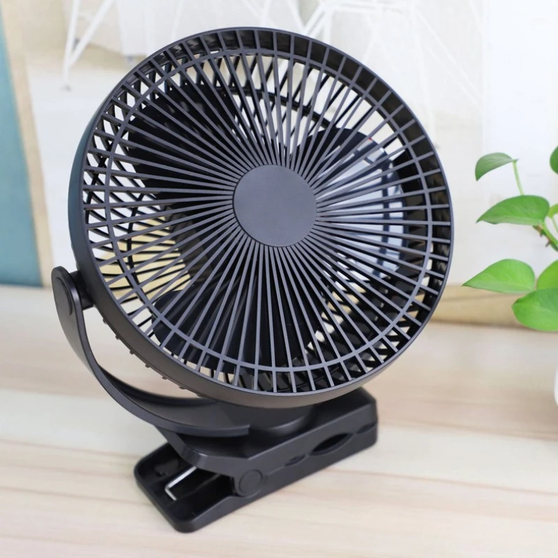 Portable 8 Inch Clip Fan Dual charging ports USB Rechargeable 4 Speed Large Capacity Battery 360 Degree Rotation Cooling Fan