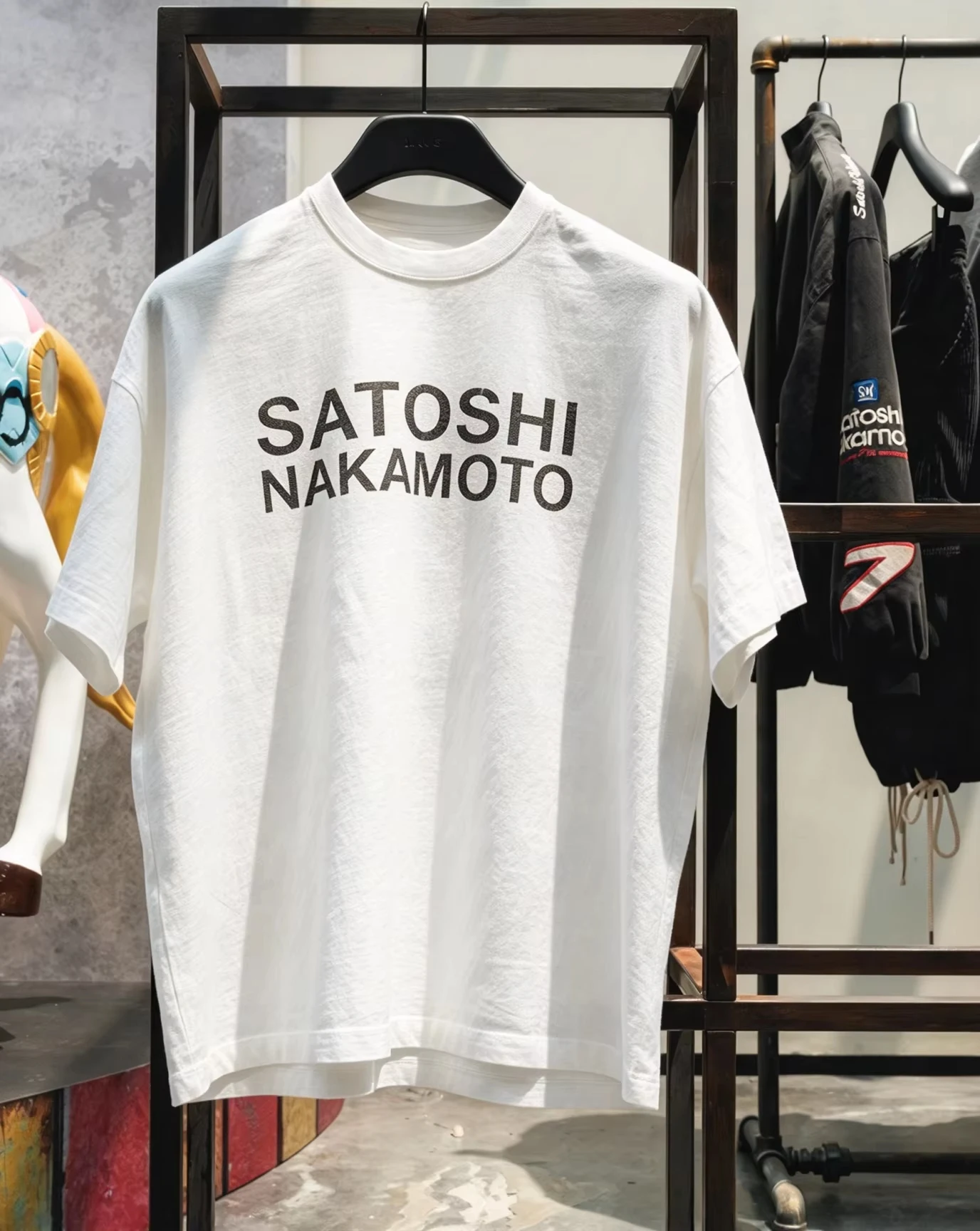 2026 New Satoshi Nakamoto Family Matching Streetwear Oversized Tshirt Unisex Retro Worn Effect Letter Graphic Print Short Tops