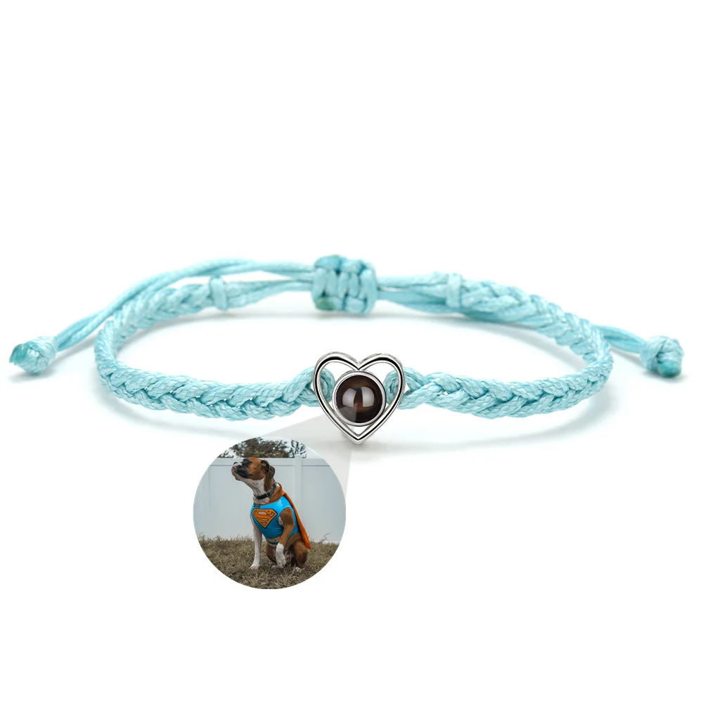 New Braided Bracelet Personalized Photo Adjustable Bracelet Custom Projection Memorial Birthday Jewelry Gift For Women Men