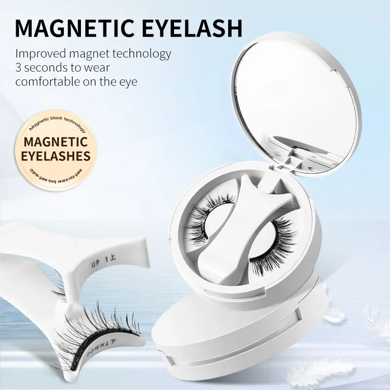 Portable Magnetic False Eyelashes Applicater Integrated Storage Box Reusable Glue Free Magnet False Eyelashes Natural Soft Lash