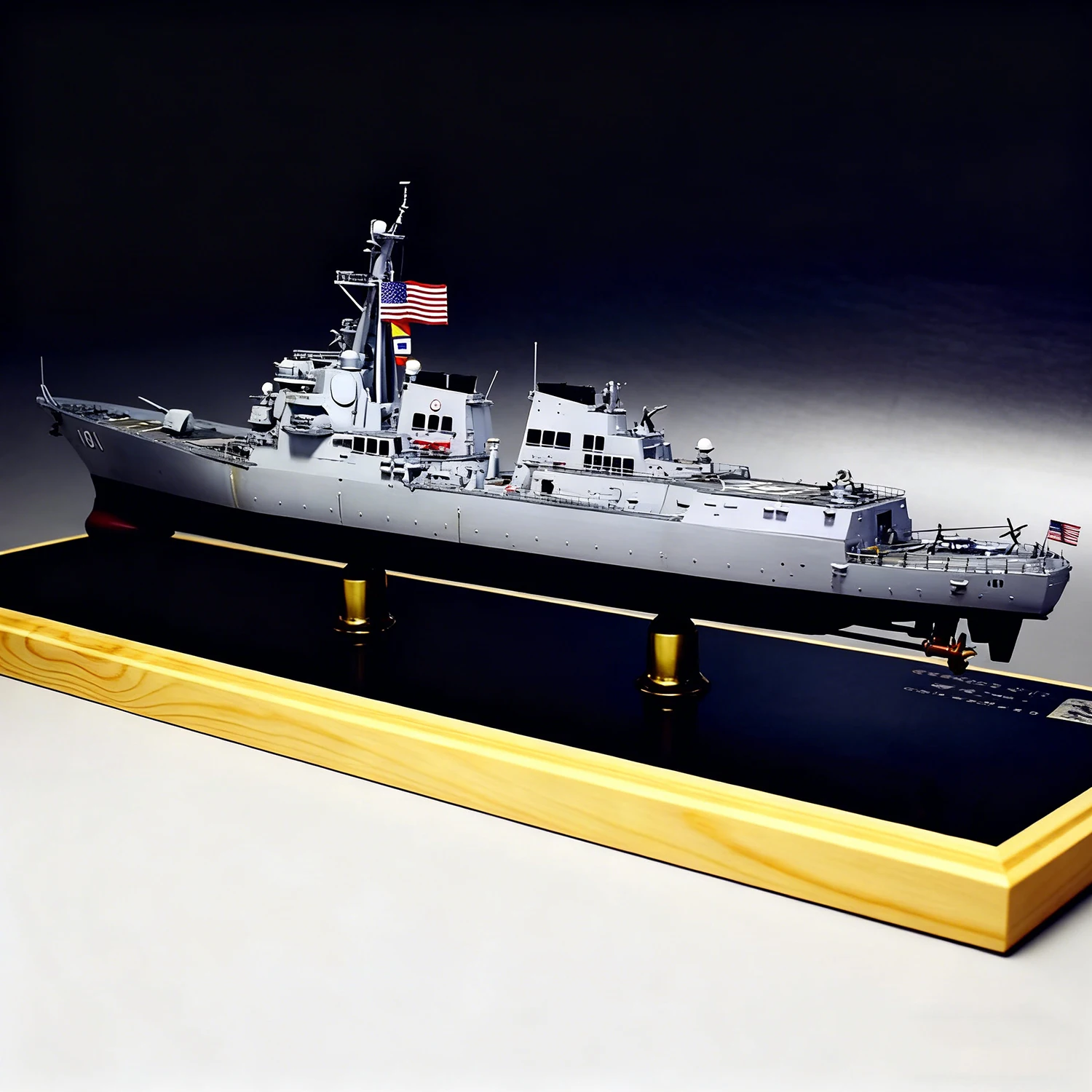 1/350 Arleigh Burke-class USS Gridley Warship Model 45cm with Lights Ships Static Model Ship Toy Ornamental Warship Model