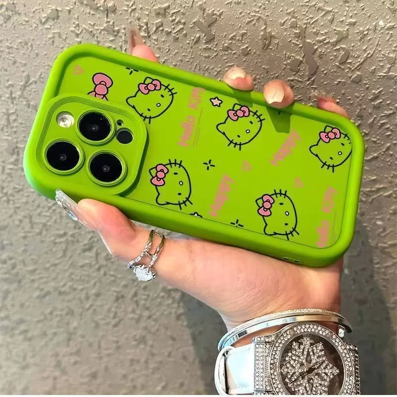 Custodia morbida per telefono Sanrio Hello Kitty Plain Multistep TPU per iPhone 13 Mini 12 Pro 14 Plus 15 Pro Max 11 7 8 Plus X XS Max XR SE20