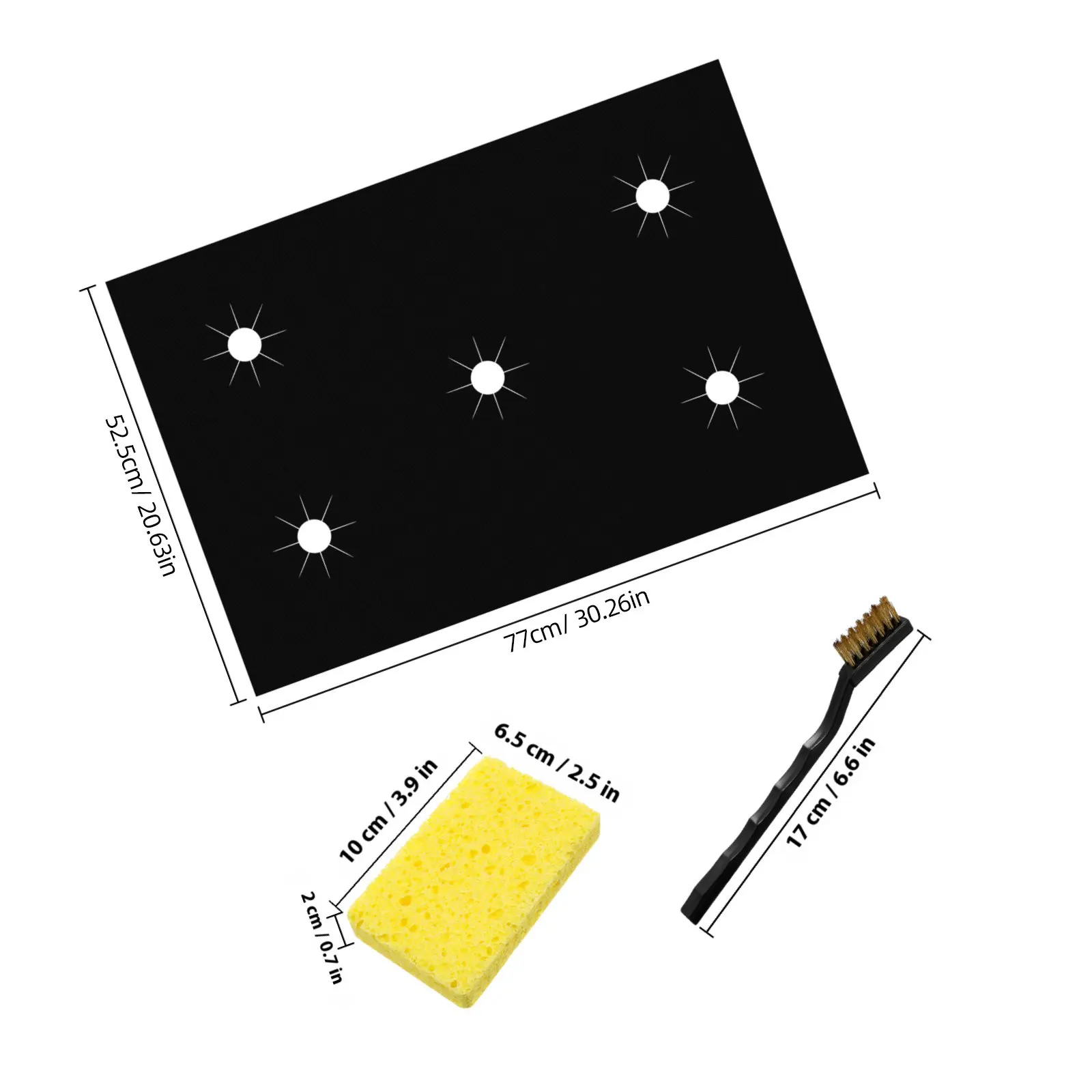 1Set Gas Stove Top Cover Precut Hole Stove Liner for Kitchen Cleaning Brush Included Reusable Dishwasher Safe