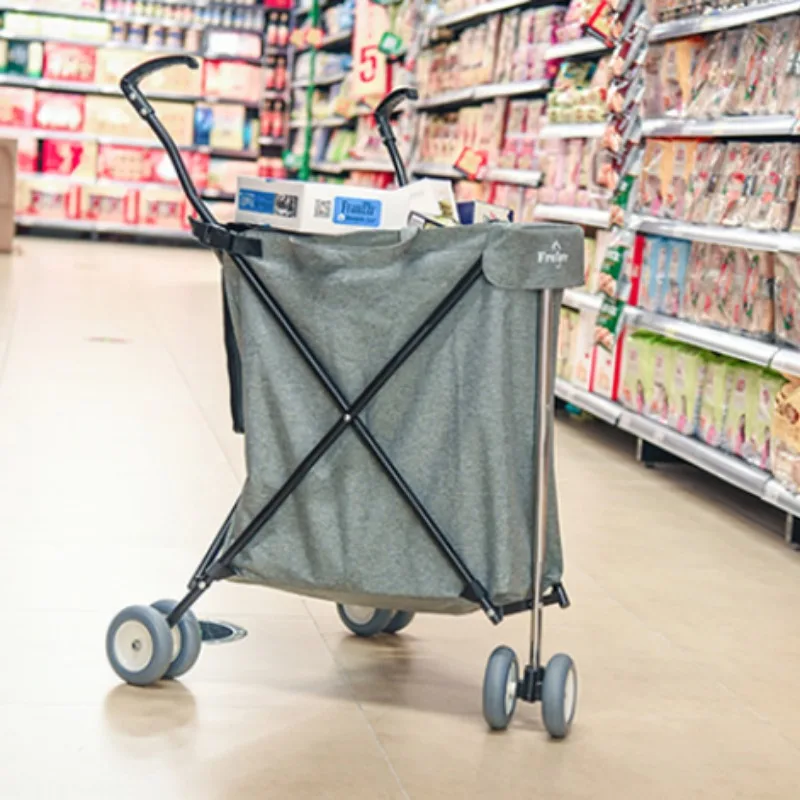 

Large Capacity Grocery Cart, Foldable Multi-Use Trolley for Shopping, Spacious Storage Organizer with Convenient Access