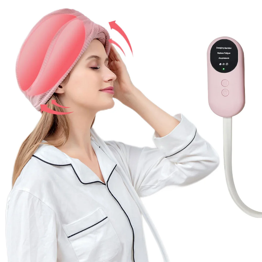 Elétrica Air Pressure Cabeça Massageador, Aquecimento Headband, Airbag Massagem Belt, Amassar Profundo, Dor de cabeça Alívio, Couro cabeludo