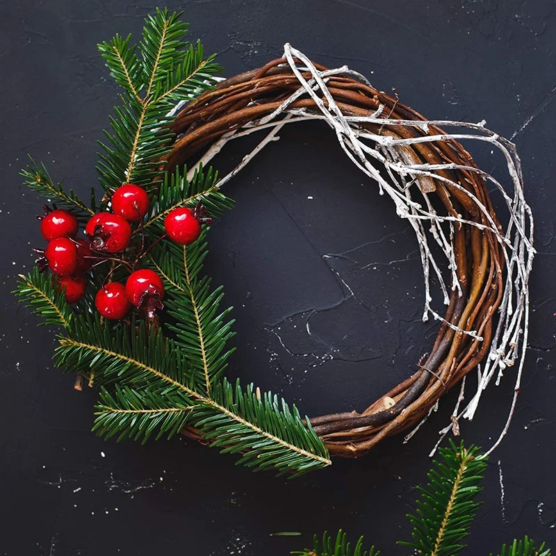 2PCS 14 Inch Grapevine Wreaths Vine Branch Wreath Rattan Wreath Garland For DIY Christmas Craft Or Wedding Decors