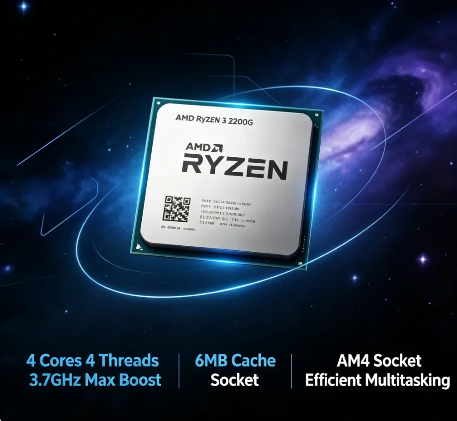 AMD Ryzen 3 2200G Processor with Radeon Vega 8 Graphics 3.5GHz 4-Core 4-Thread LGA AM4 CPU image 3