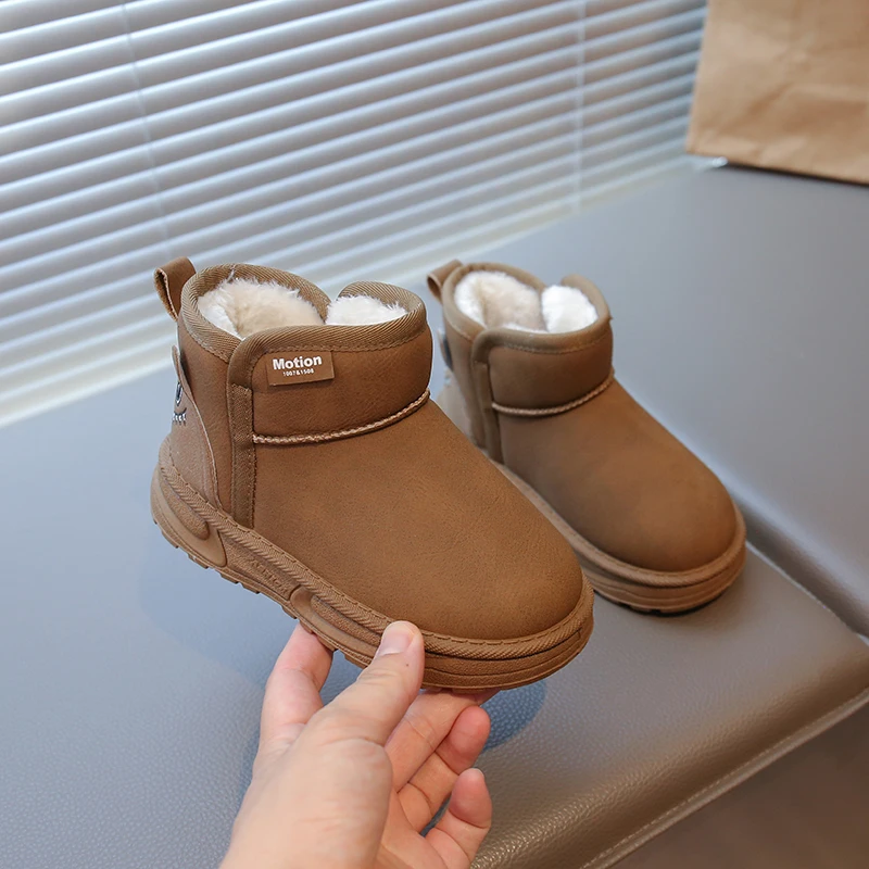 2025 bottes de neige pour enfants hiver nouveau Style épaissi polaire filles antidérapant épais fond souple imperméable filles garçons bottes en coton