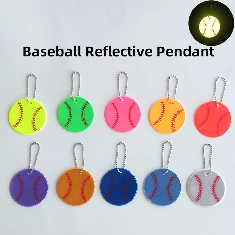 10Pcs Baseball Reflective Pendant Reflector Keychain Bag Accessories Keyrings for Jackets Backpack Stroller For Traffic Safety