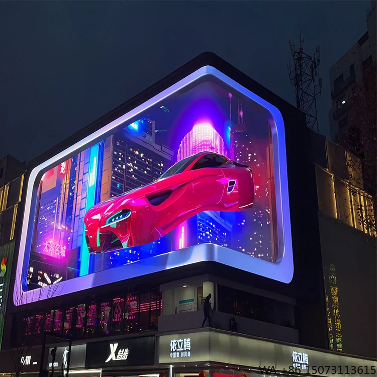 High Quality P5 Outdoor IP66 Waterproof 8K Resolution 4500cd/㎡ Brightness LED Display Screen Corner Design 3D Video Wall
