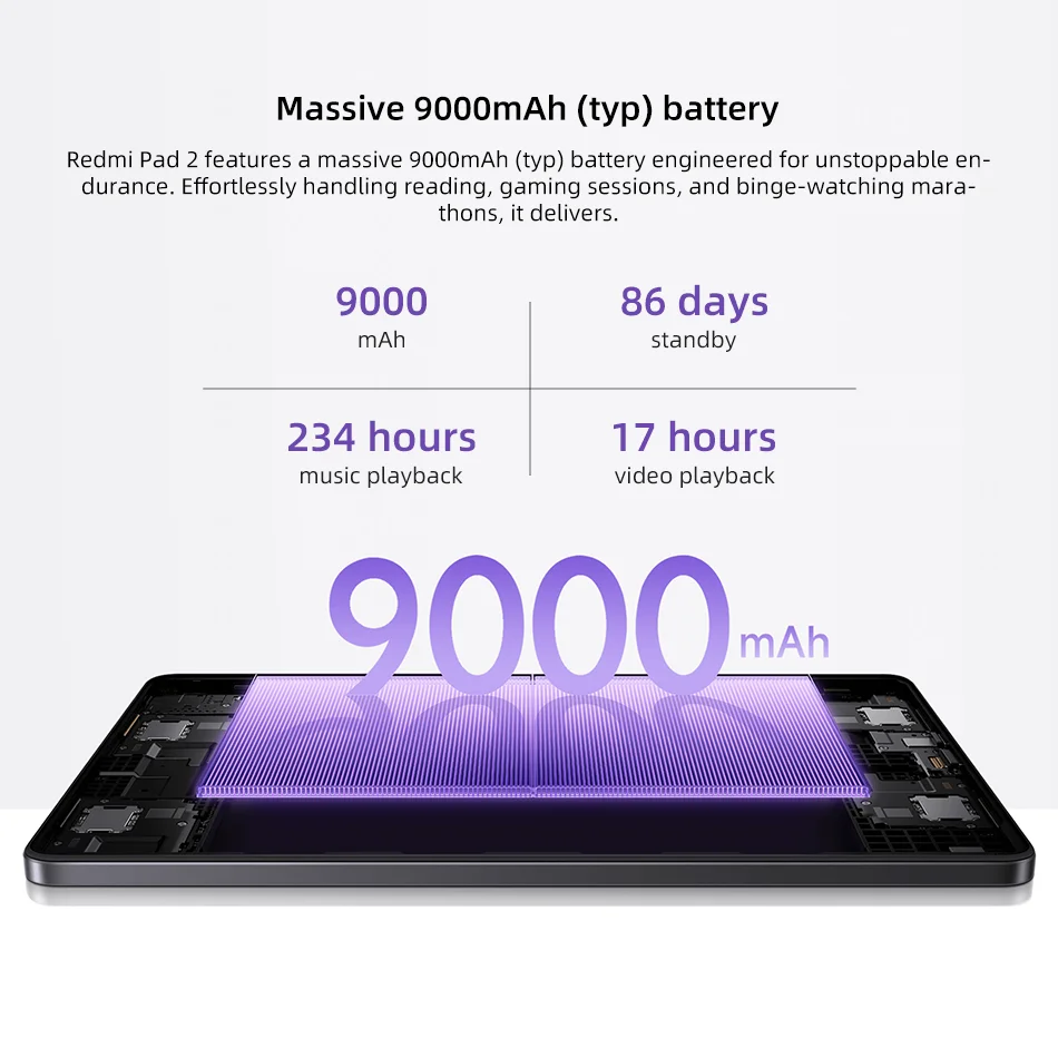 Global Version Xiaomi Redmi Pad 2 MTK Helio G100-Ultra 128GB 256GB ROM 11" 2.5K Display Dolby Atmos 9000mAh Battery Mi Tablet PC