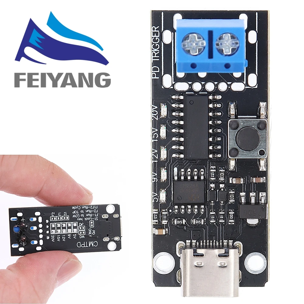 100W 5A USB-C Fast Charge Trigger Board Module PD/QC Decoy Board Fast Charge USB Type-c PD 2.0 3.0 Power Delivery Boost Module