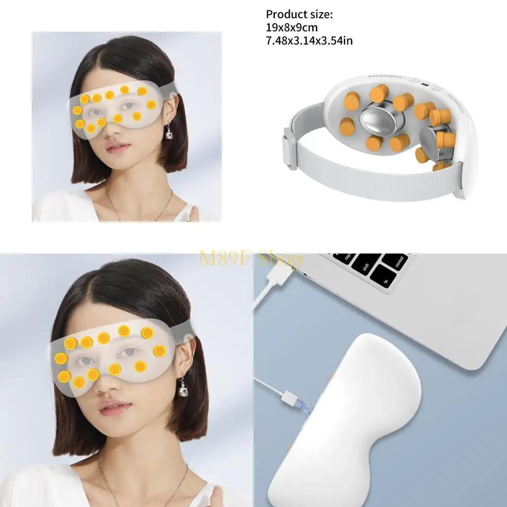 M89F Portable Cold Compress Eye Massage Device With Customizable Head Straps 360 Coverage For Digital Screen Users
