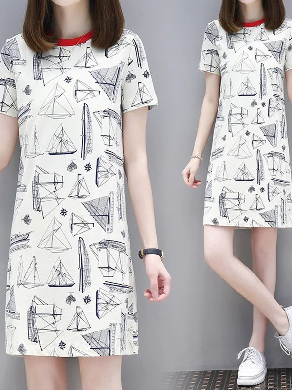 

Faionable ort Sve Dr Korean Sle Loose Fit Casual Straight Tube Skirt Summer New Arrival Slimming Meat Covering