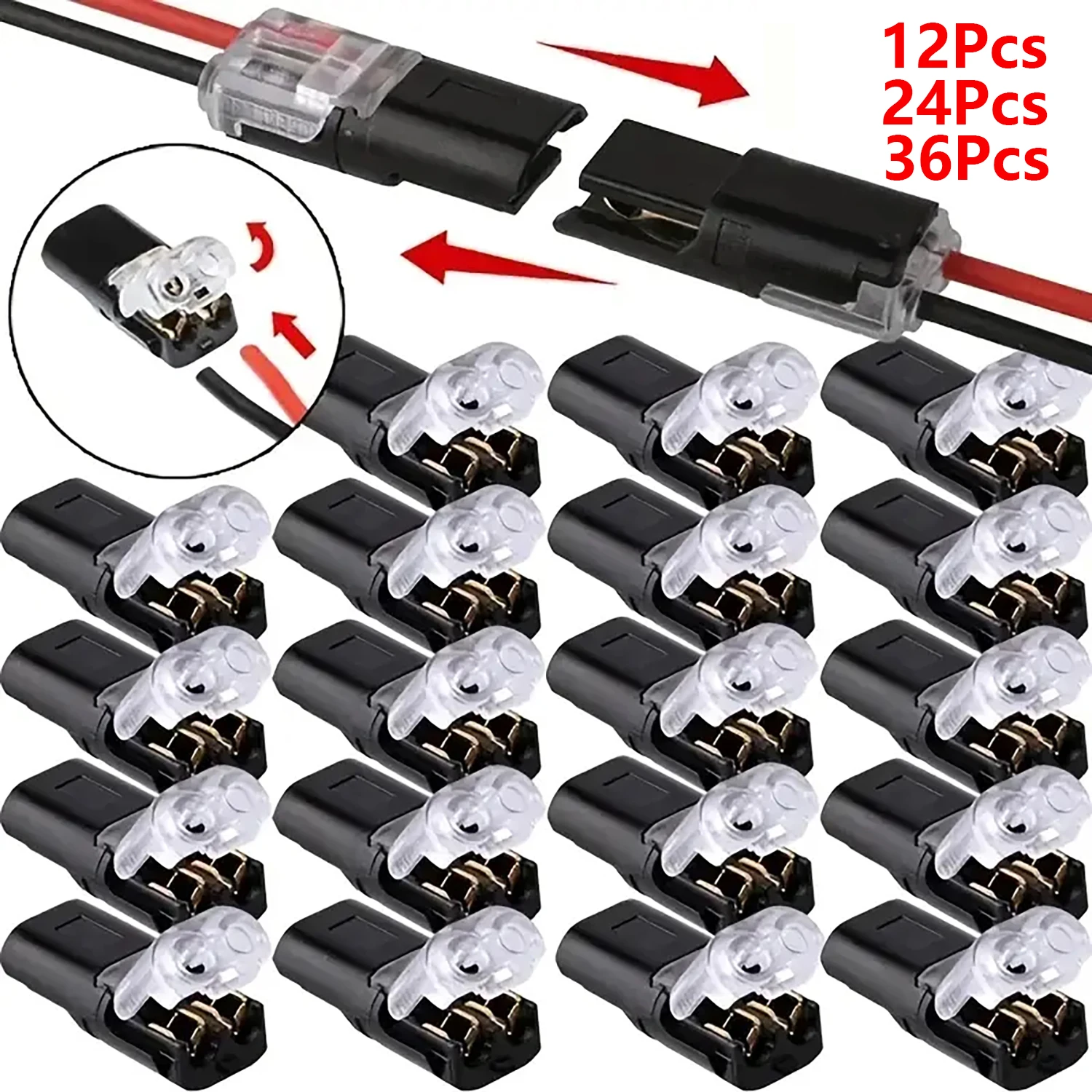 12/24/36Pcs 2 Pin Way Plug Electrical Connector Car Wire Cable Automotive Electrical Connector Strip Terminal Connection